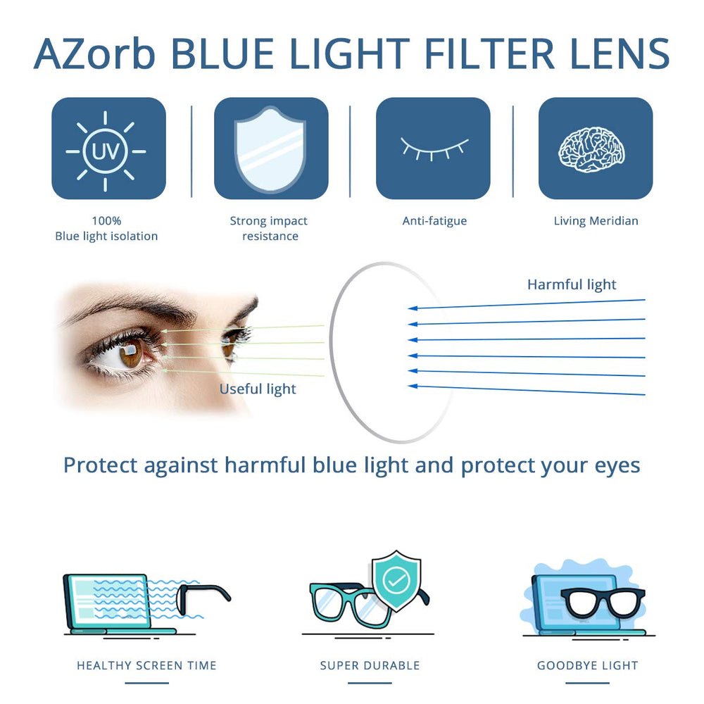 AZorb kid lenses provide clear vision during reading and screen time.
