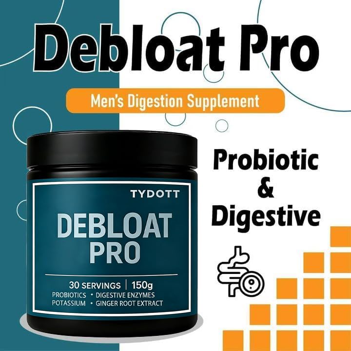 AZX TYDOTT Debloat Pro label highlights vegan, gluten-free formulation.