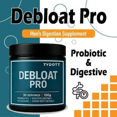 AZX TYDOTT Debloat Pro label highlights vegan, gluten-free formulation.