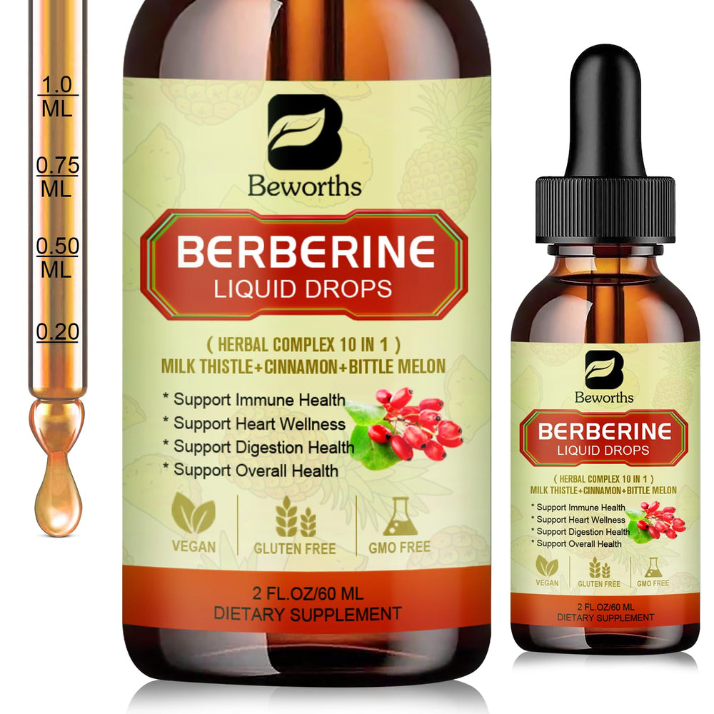 B BEWORTHS Berberine liquid drops bottle for digestive wellness and easy daily use.