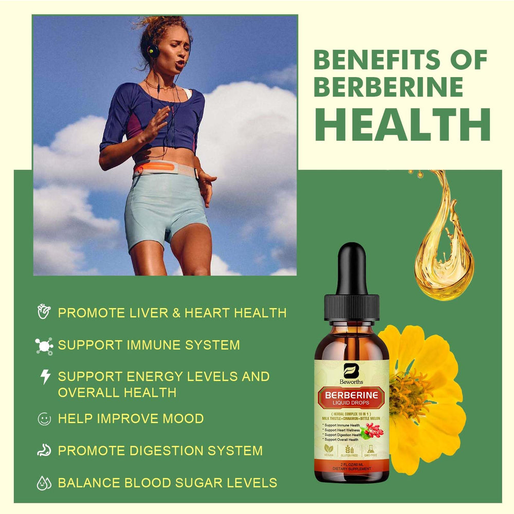 Label close-up reveals ingredients and vegan features of Berberine drops.
