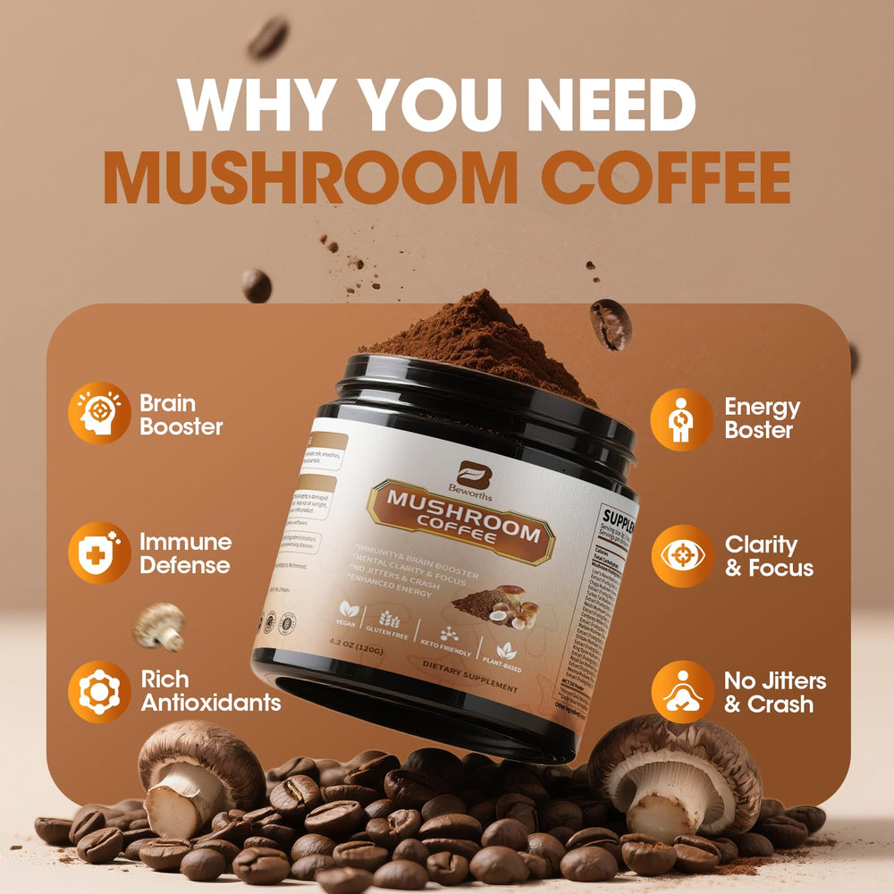 B BEWORTHS Lion's Mane focus boost in a convenient cup.