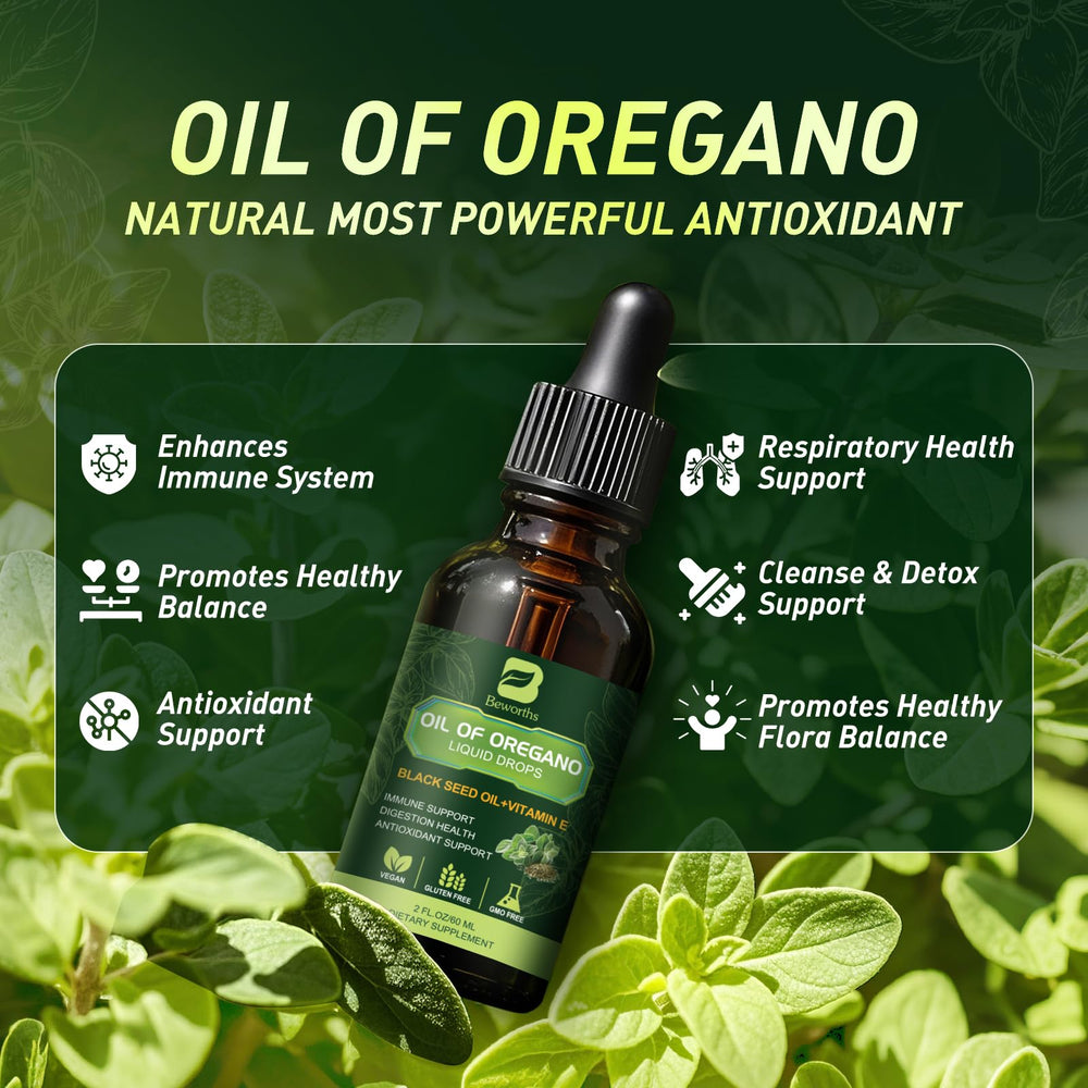 B BEWORTHS oregano oil drops carvacrol content highlighting potency and flavor