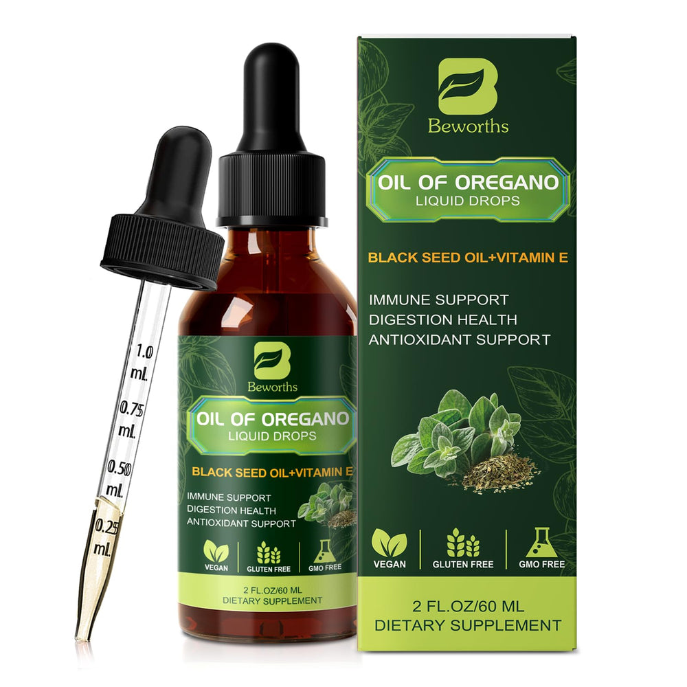 B BEWORTHS oregano oil drops packaging suitable for travel and on-the-go use