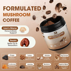 B BEWORTHS Reishi and Chaga for immune support in a ready-to-drink coffee.