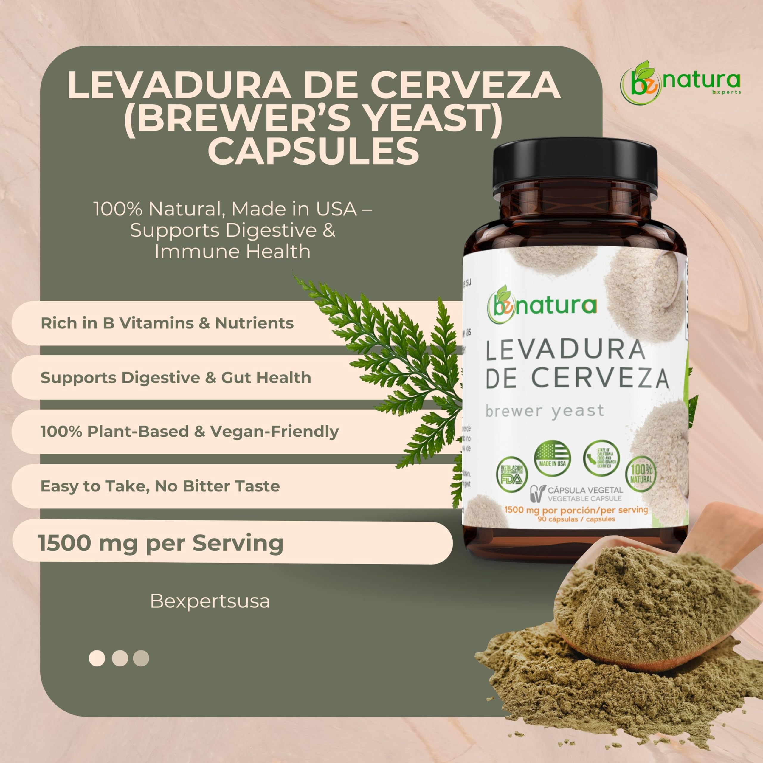 Digestive balance concept shown with B-Experts Brewer's Yeast Capsules.