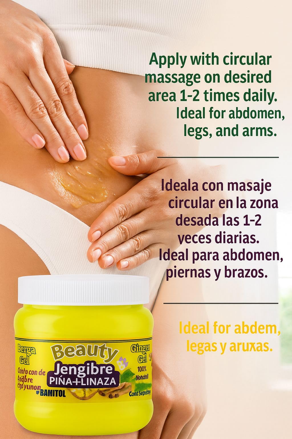 B-Experts ginger gel batimol application close-up showing warm massage