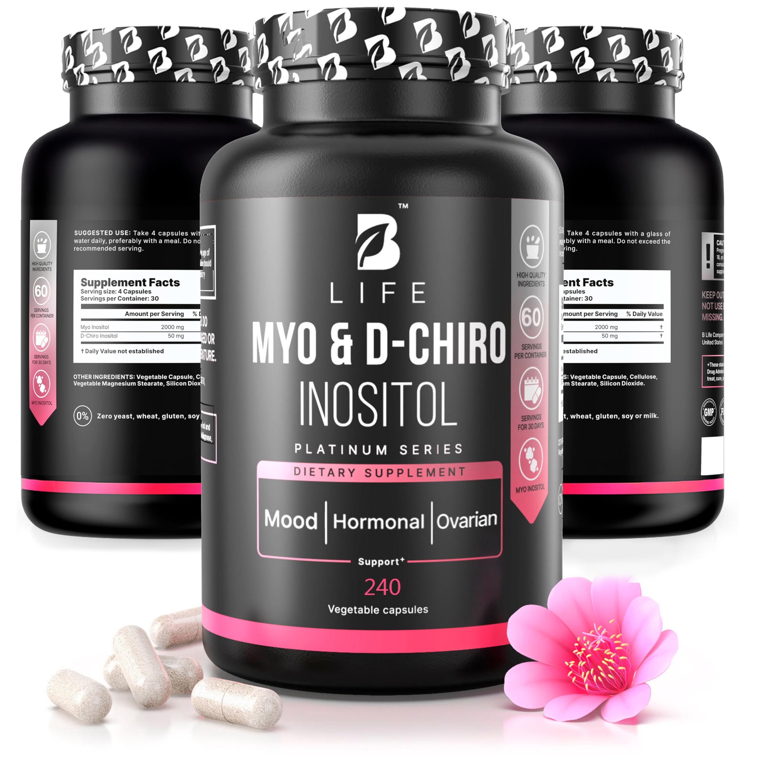 B Life Company myo-ino-dchi 40:1 bottle supports hormonal balance and cycle health