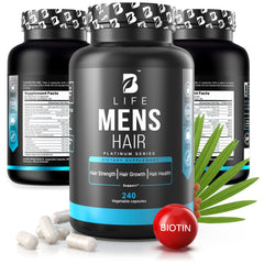 B Life Man Hair Growth capsules bottle promoting fuller hair daily