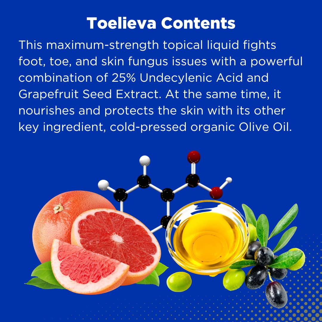 Undecylenic acid 25% in Toelieva formula for strong antifungal action.