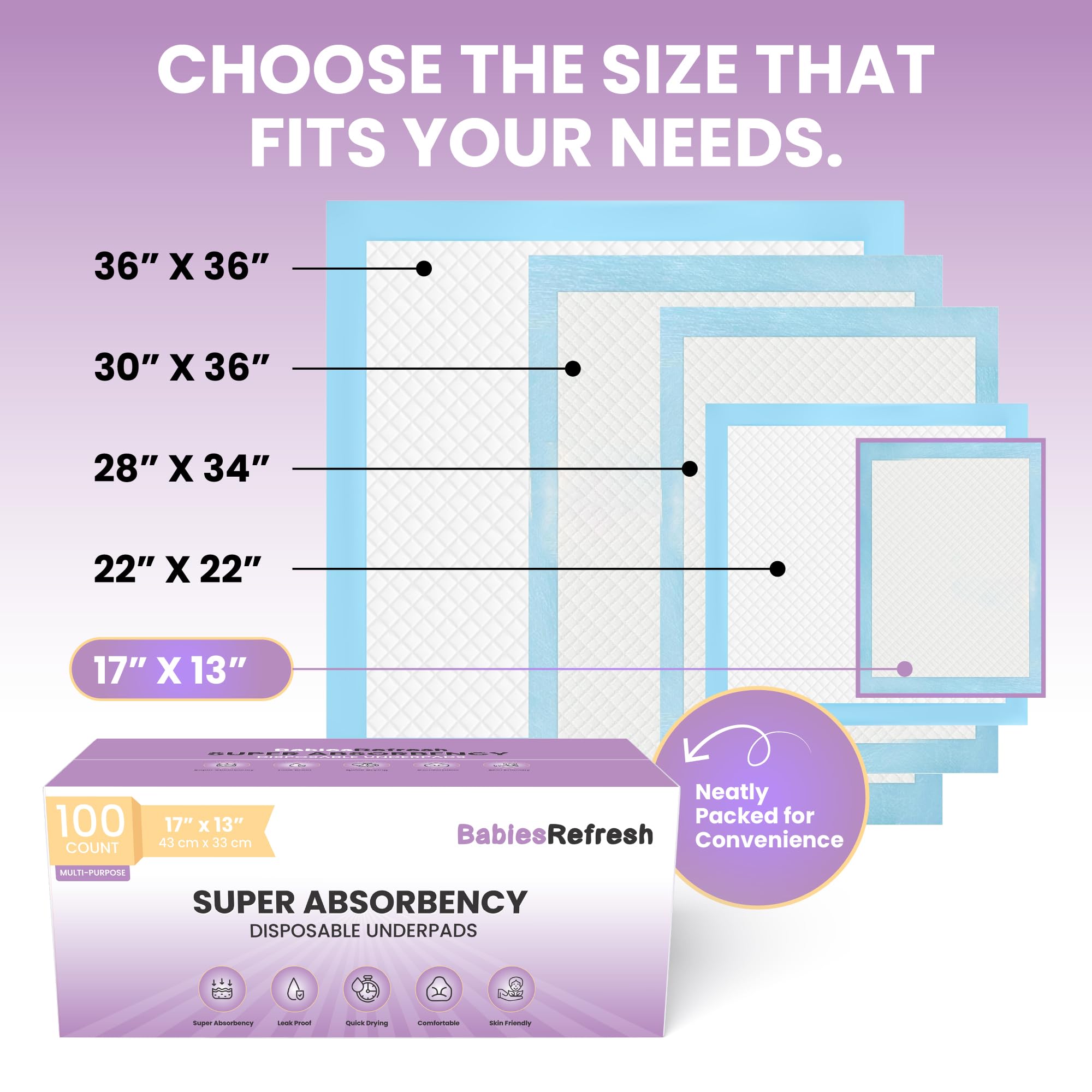 BabiesRefresh underpads suitable for multi-use: babies, pets, and adults.