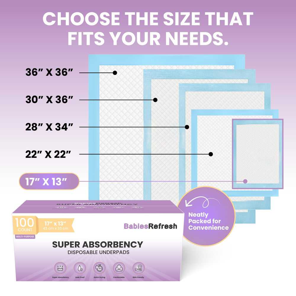 BabiesRefresh underpads suitable for multi-use: babies, pets, and adults.