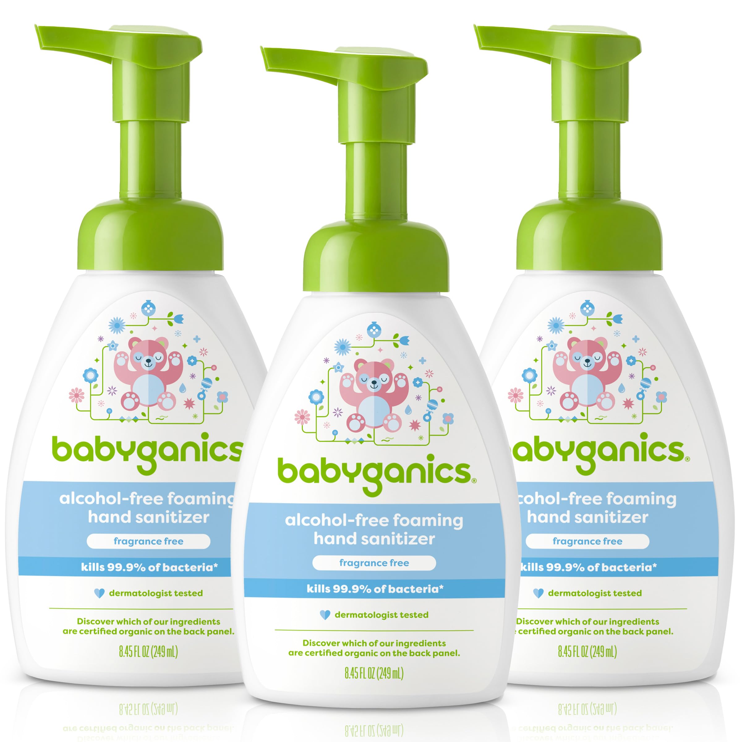 Babyganics alcohol-free foaming sanitizer pump bottle for gentle baby hand cleansing