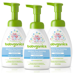 Babyganics alcohol-free foaming sanitizer pump bottle for gentle baby hand cleansing