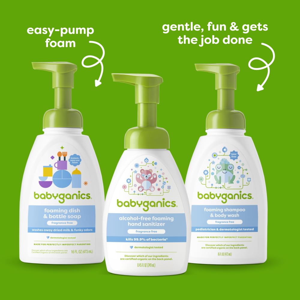 Dermatologist-tested symbol on Babyganics sanitizer packaging