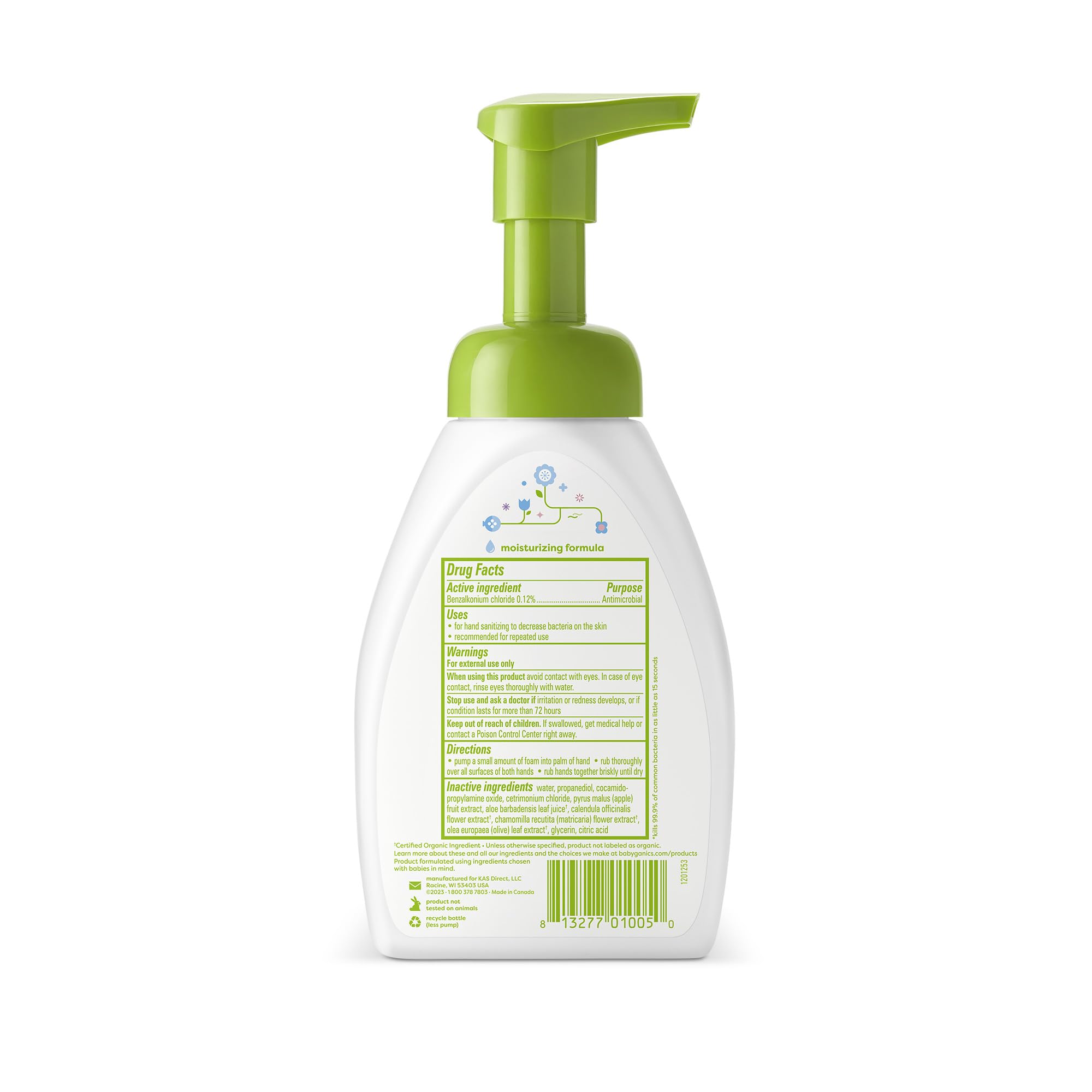 Closeup of Babyganics foaming sanitizer foam showing gentle texture