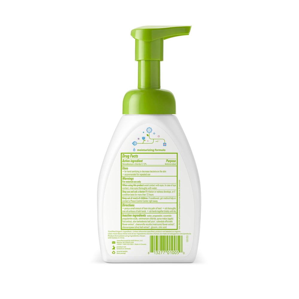 Closeup of Babyganics foaming sanitizer foam showing gentle texture