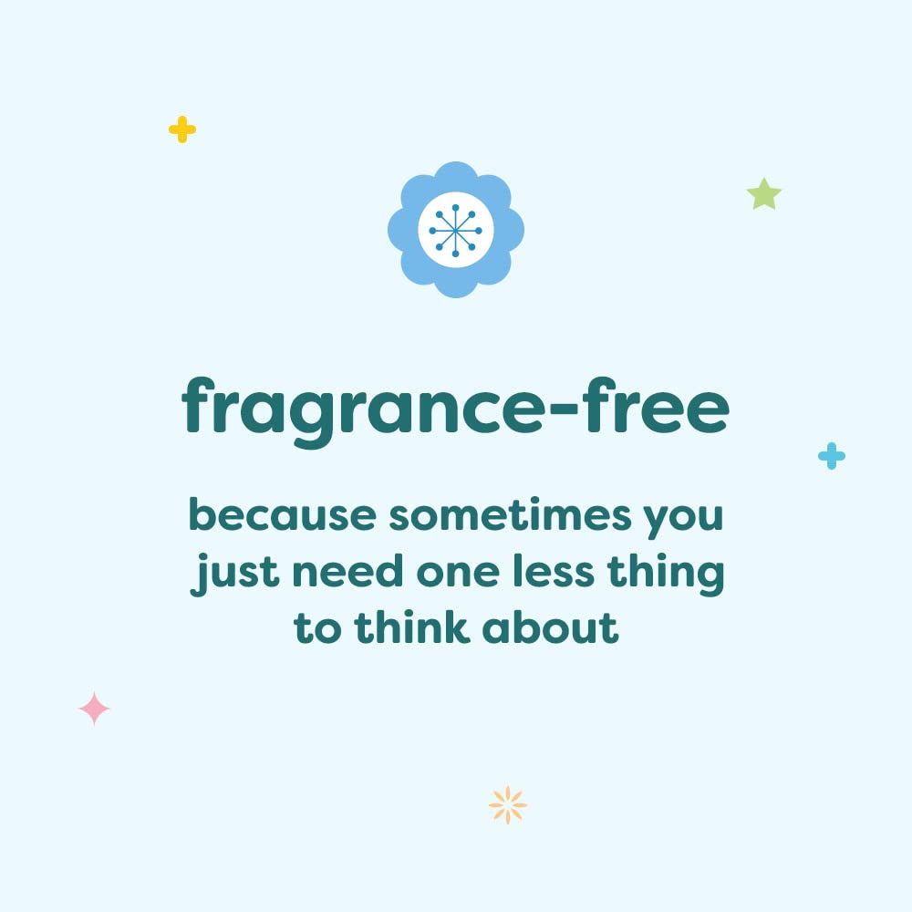 Label closeup highlighting fragrance-free and safe ingredients by Babyganics