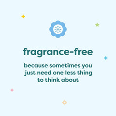 Label closeup highlighting fragrance-free and safe ingredients by Babyganics