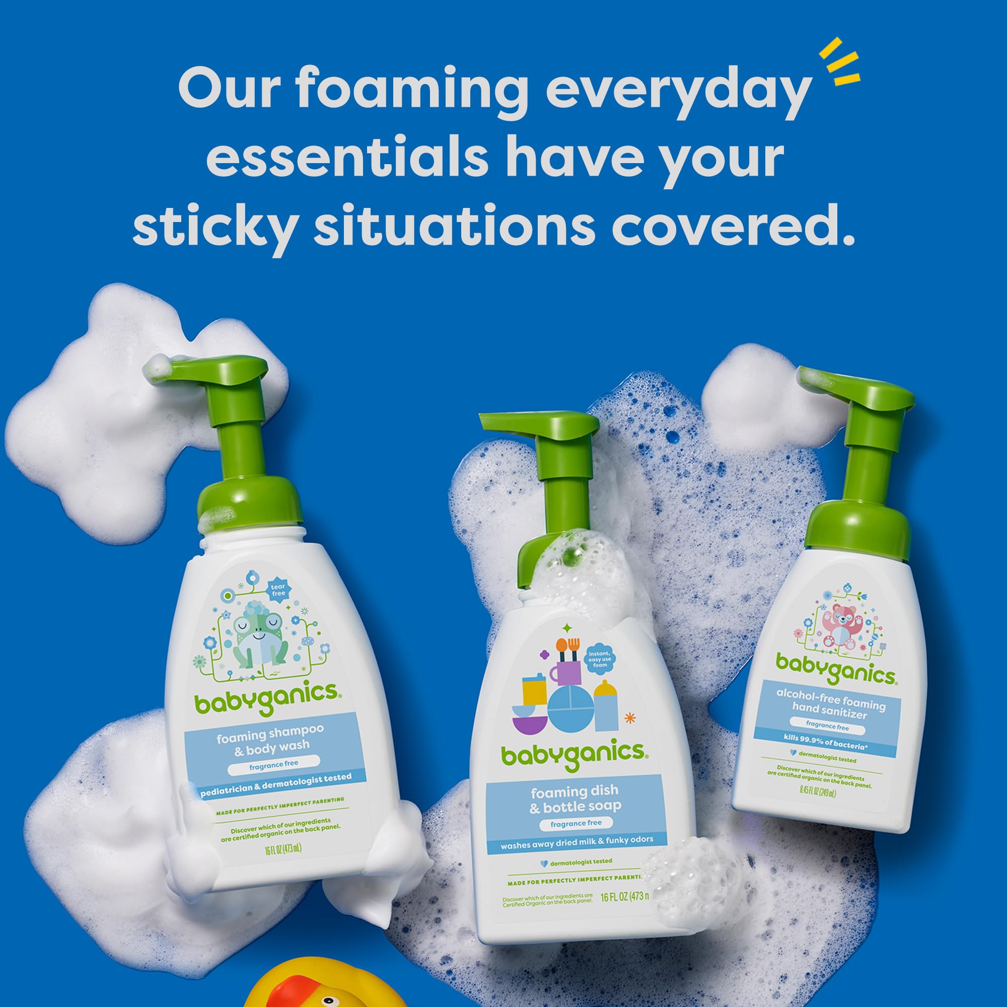 Babyganics sanitizer in use on a child's hands
