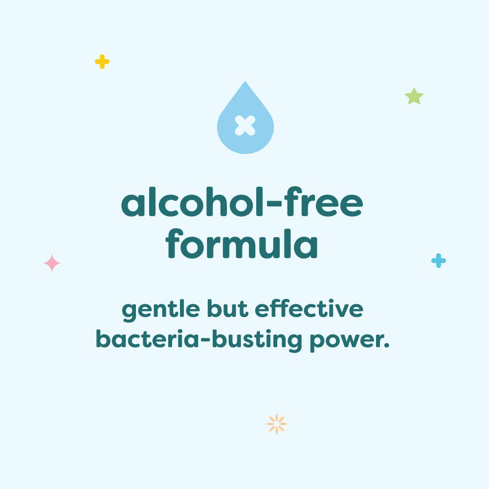 BabyGanics hand sanitizer bottle dispensing foam onto hands