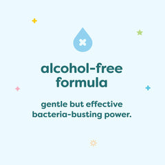 BabyGanics hand sanitizer bottle dispensing foam onto hands