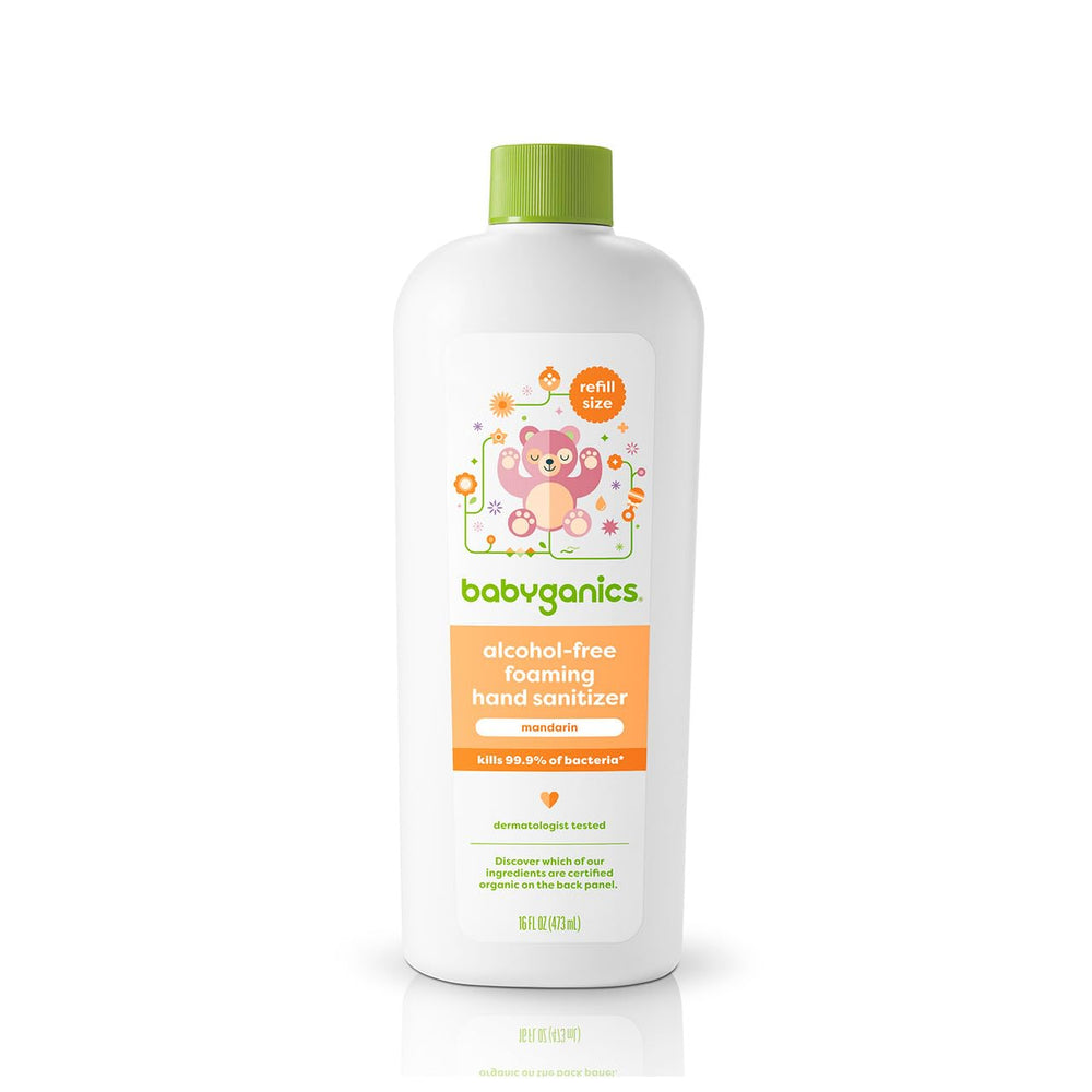 BabyGanics Mandarin refill front view for quick at-home sanitizing.