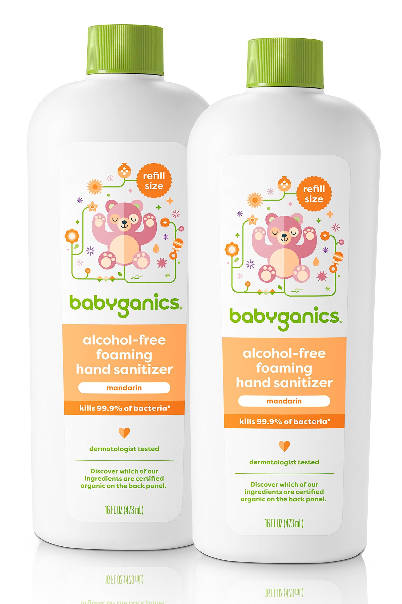 BabyGanics refill mandarin foaming sanitizer bottle 16 oz capacity