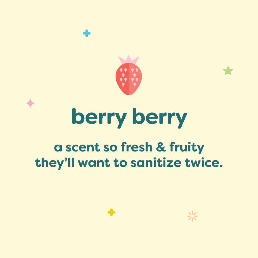 BabyGanics sanitizer label highlights plant-based ingredients and safety features.