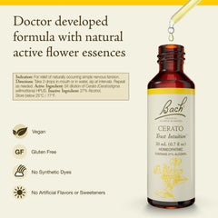 Bach Cerato drops shown for under-tongue use and easy administration