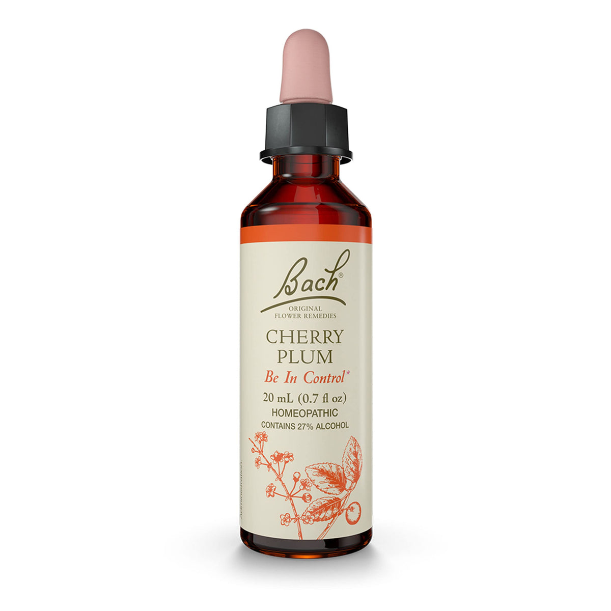 Bach Cherry Plum remedy bottle with dropper for calm focus.