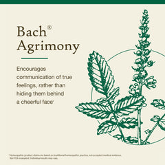 Bach Flower Remedies Agrimony packaging close-up emphasizing natural ingredients.