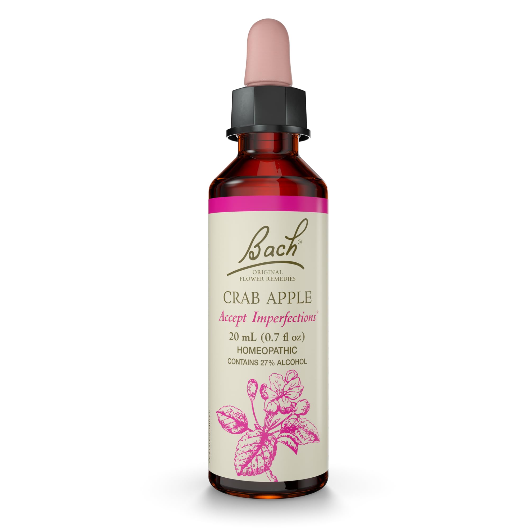 Bach Original Crab Apple bottle promoting self-acceptance and emotional balance.