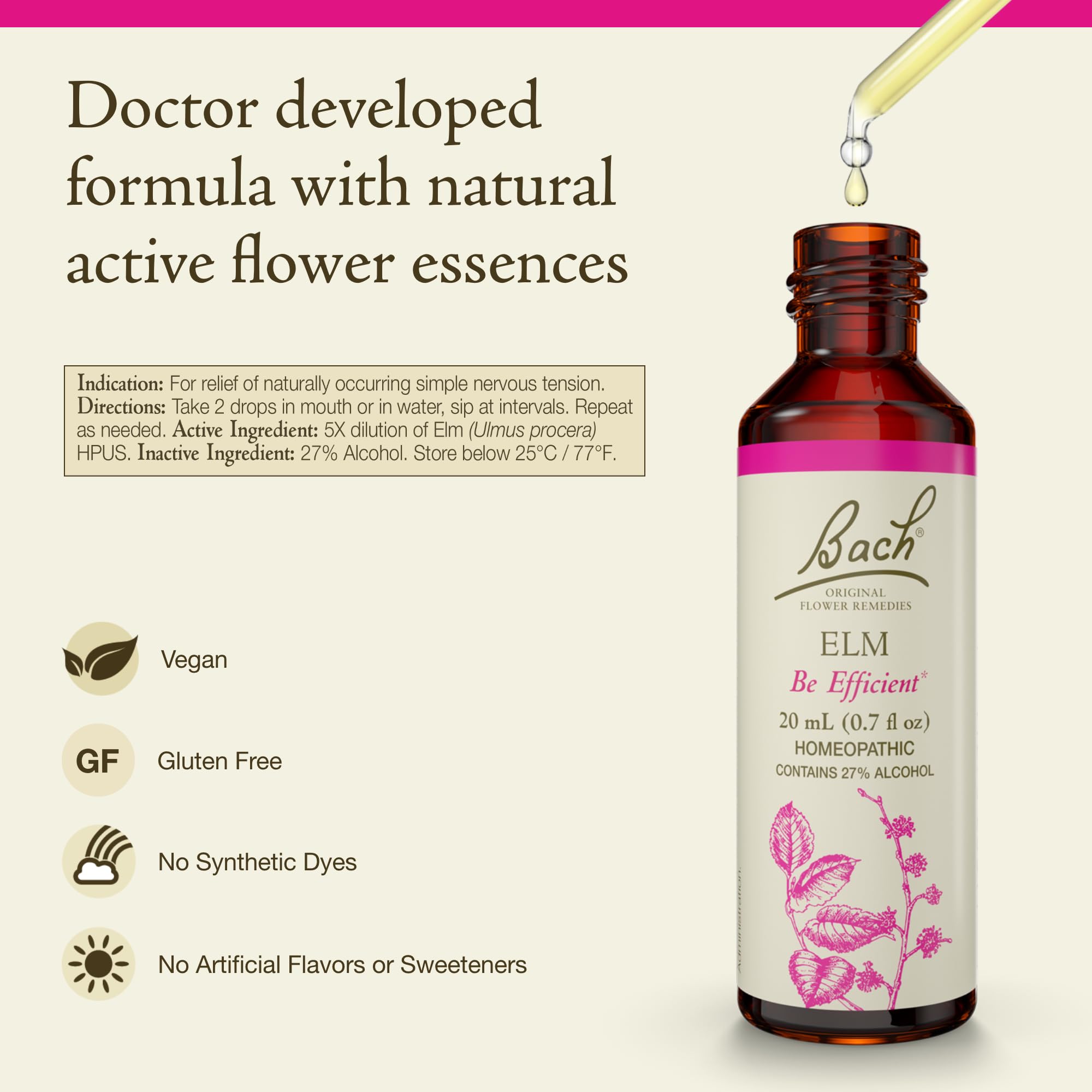 Elm dropper ready for effortless daily dosing and self-assurance.