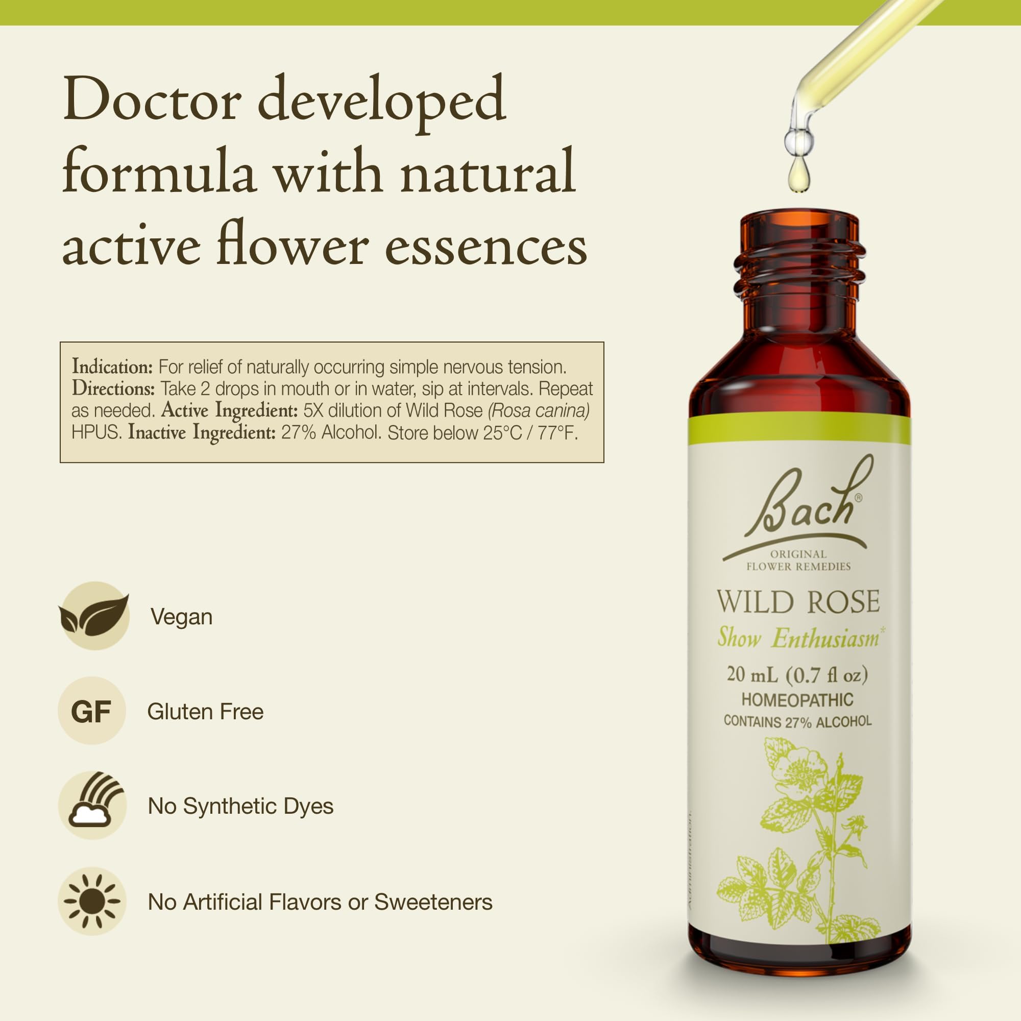 Bach Wild Rose dropper for easy under-tongue dosing