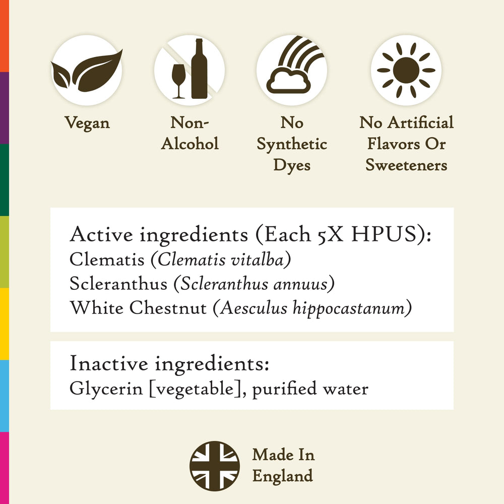 Bach Impatiens essence bottle close-up for steady concentration