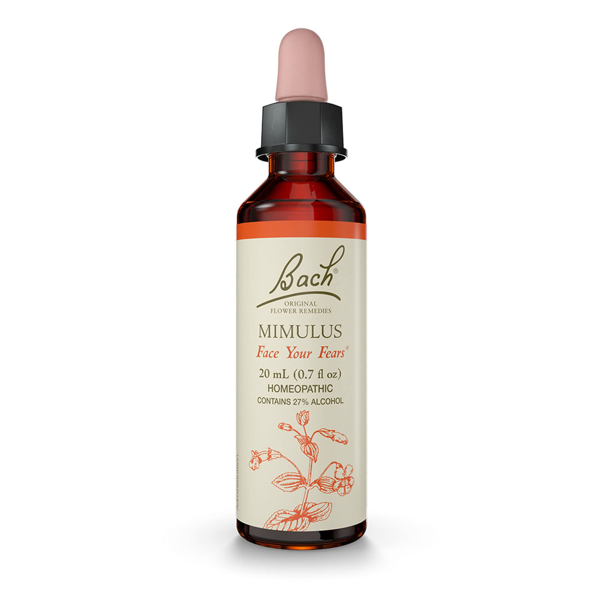 Bach Mimulus bottle ready for facing fears supports emotional balance.