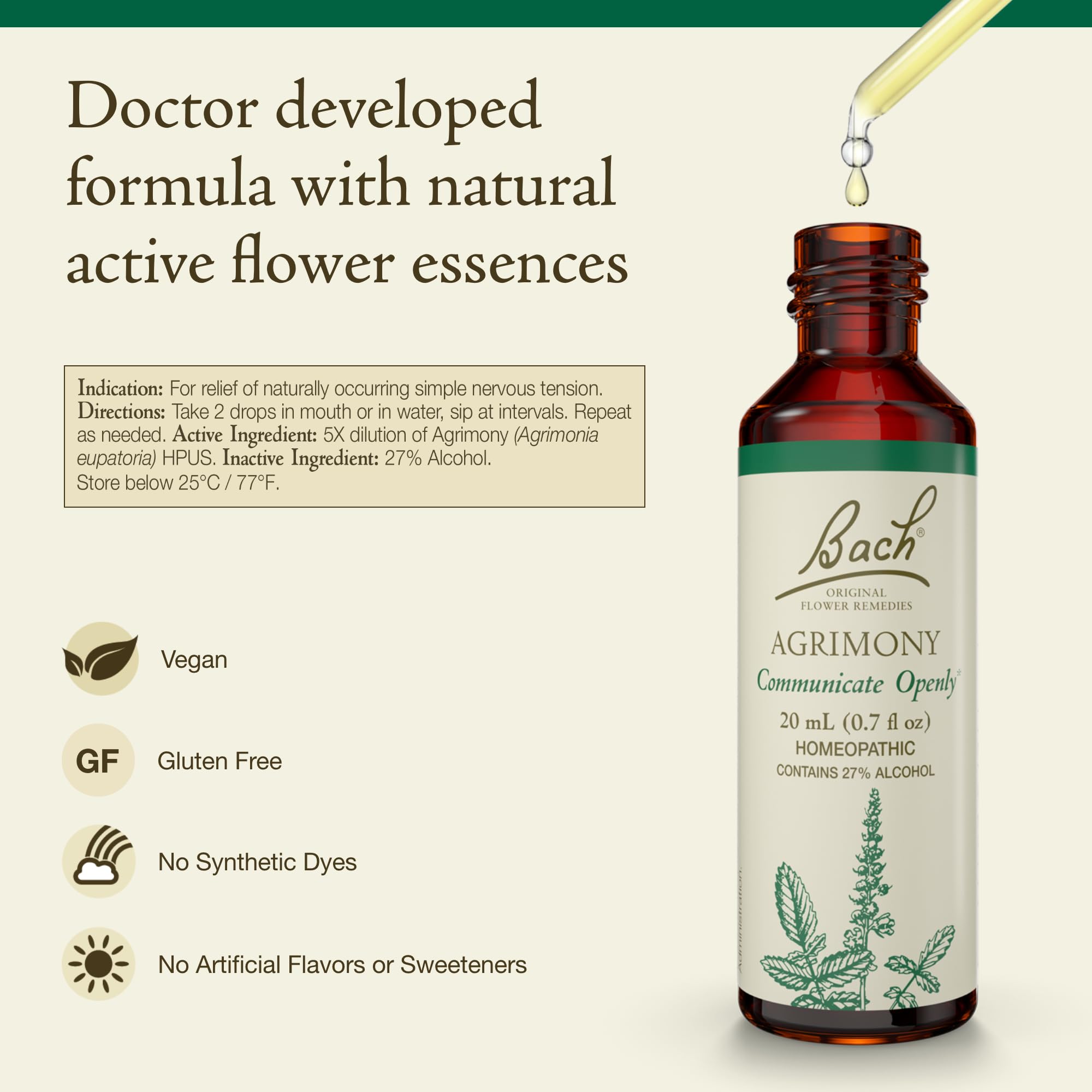 Bach Original Agrimony dropper application for daily emotional balance.