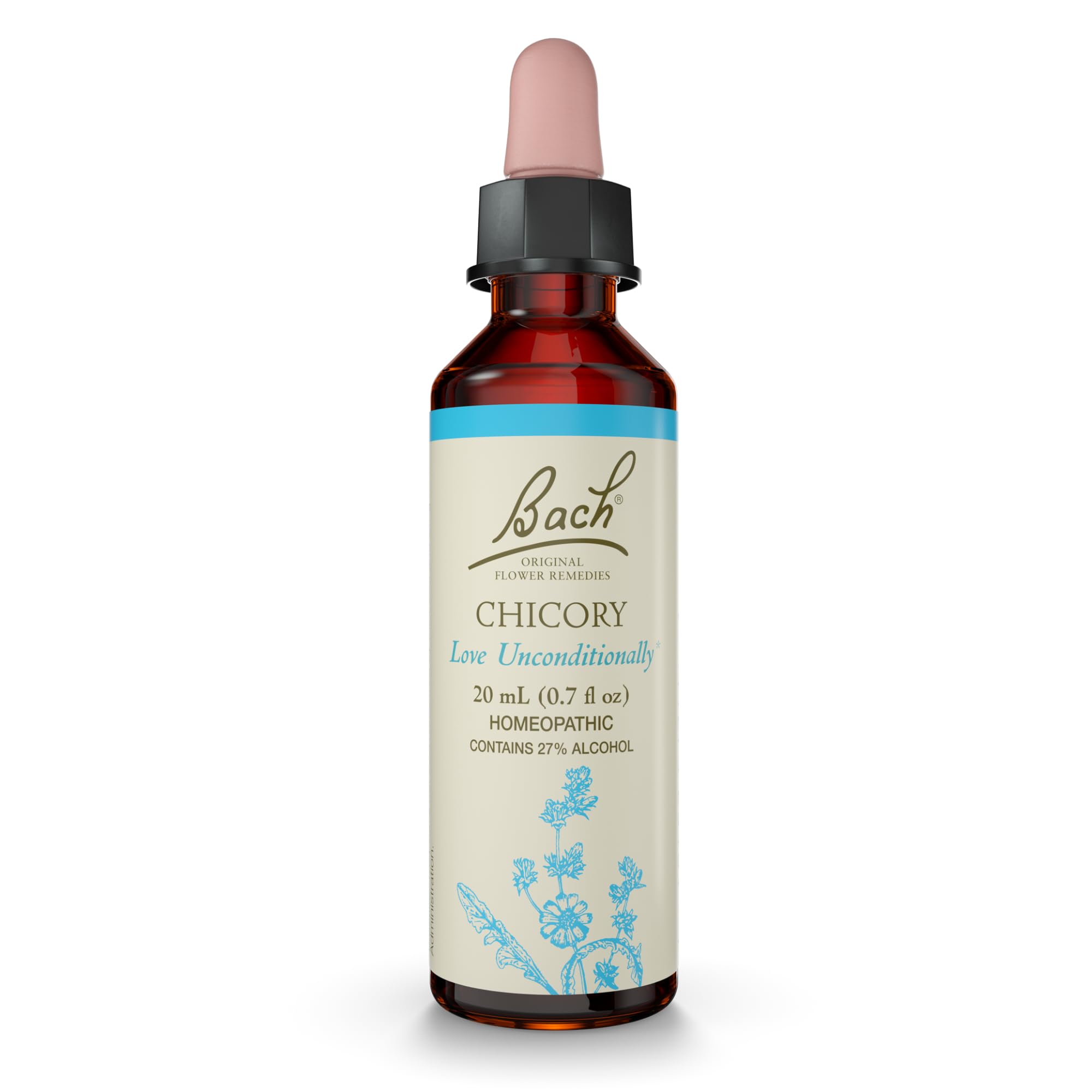 Bach Chicory bottle label promoting emotional balance and care for others