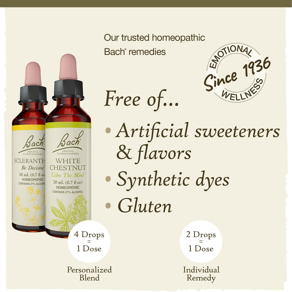 Bach Original Flower Remedies Clarity Kit bottles aligned, showcasing blend option to support mindful concentration.