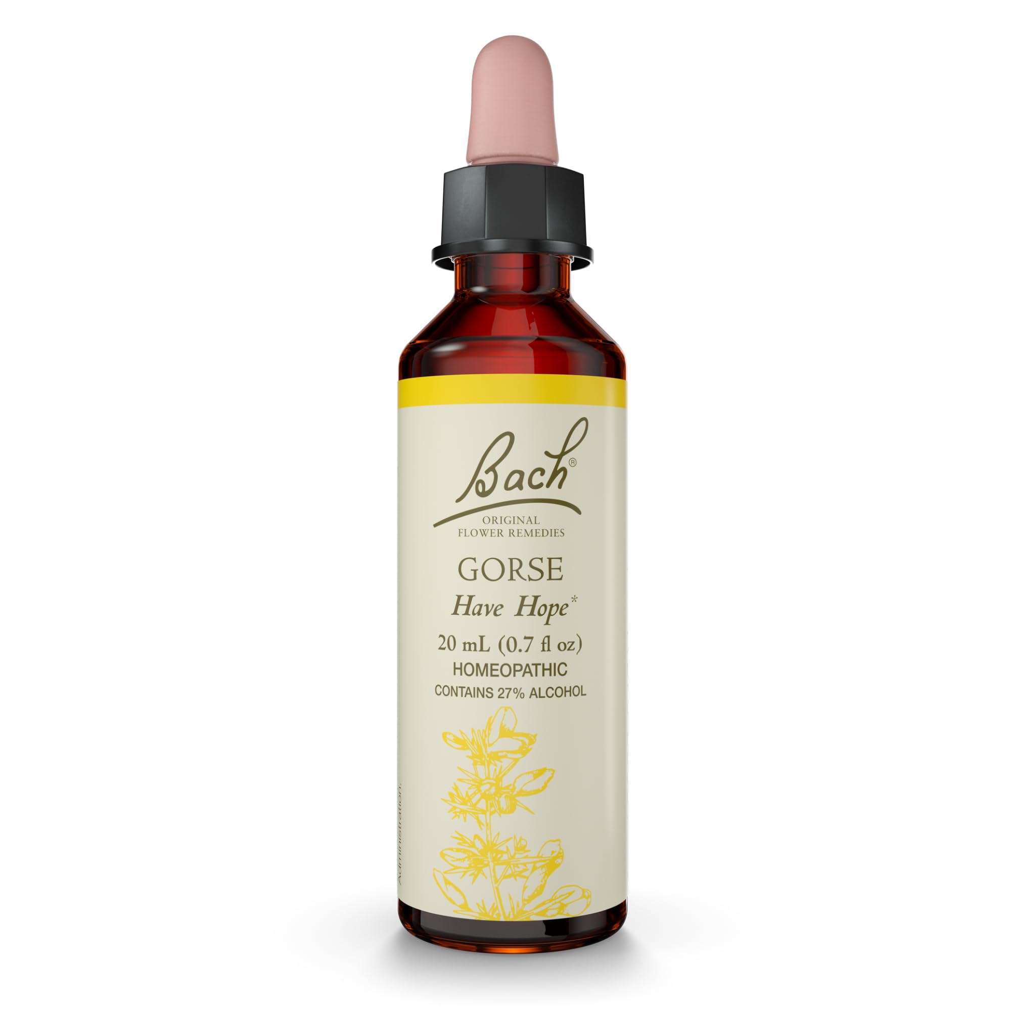 Bach Original Flower Remedies Gorse bottle on a tray, supporting emotional balance and daily calm.