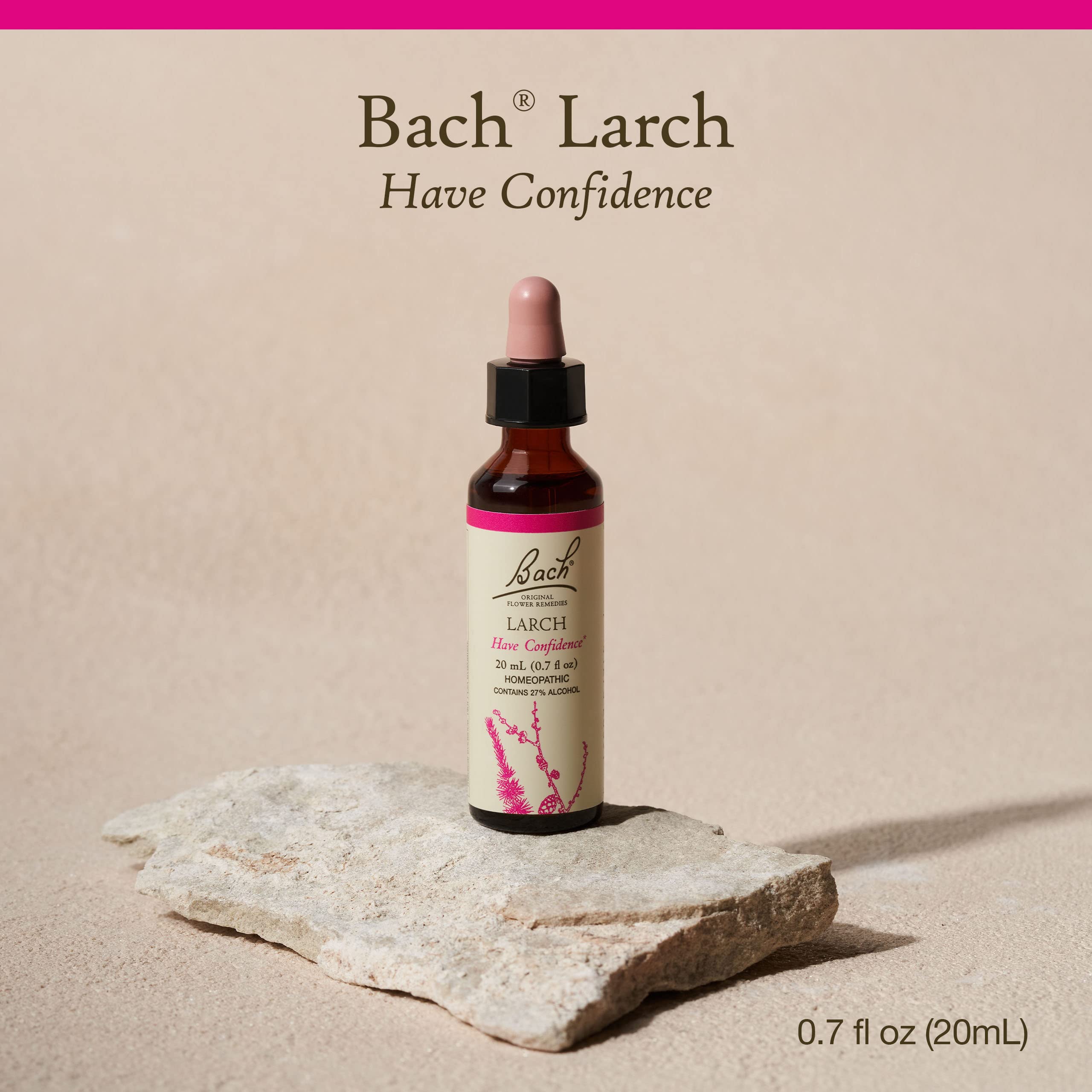 Close-up of Larch label showing natural flower essence.