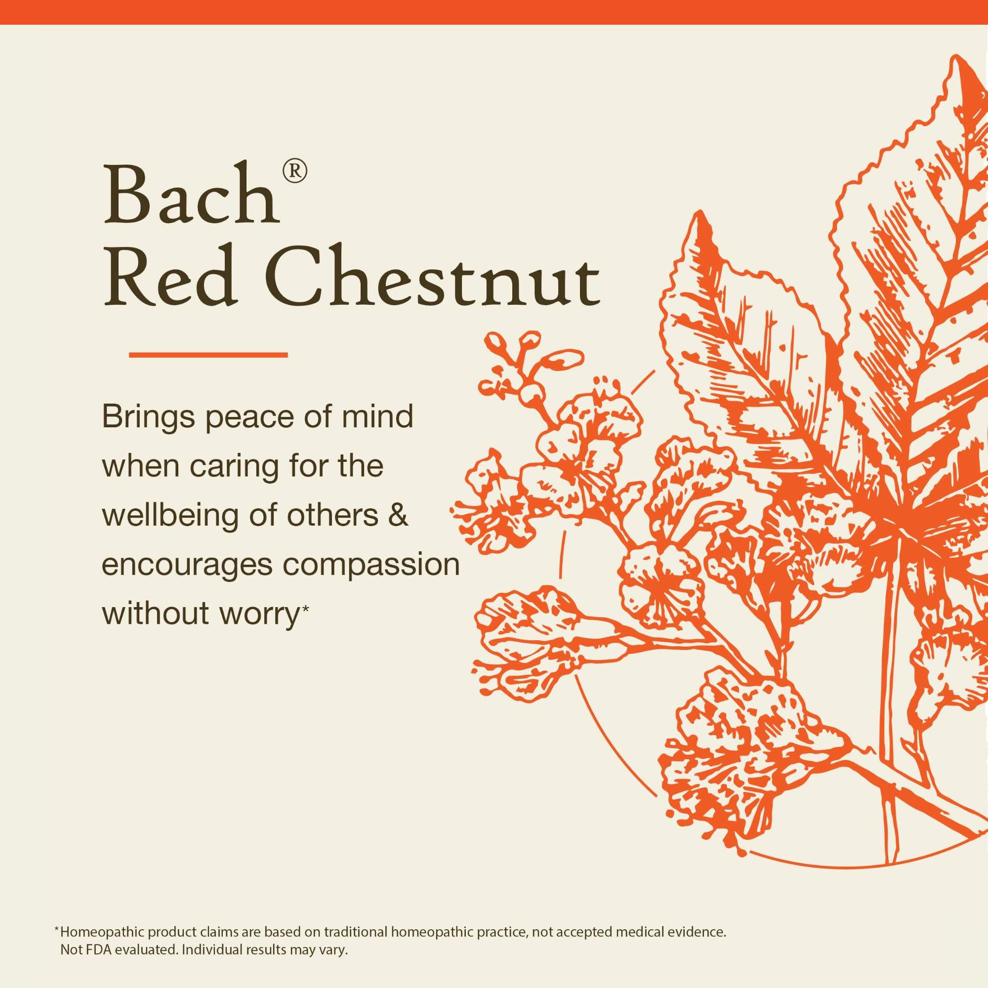Bach Original Red Chestnut label highlights a natural remedy for daily balance.