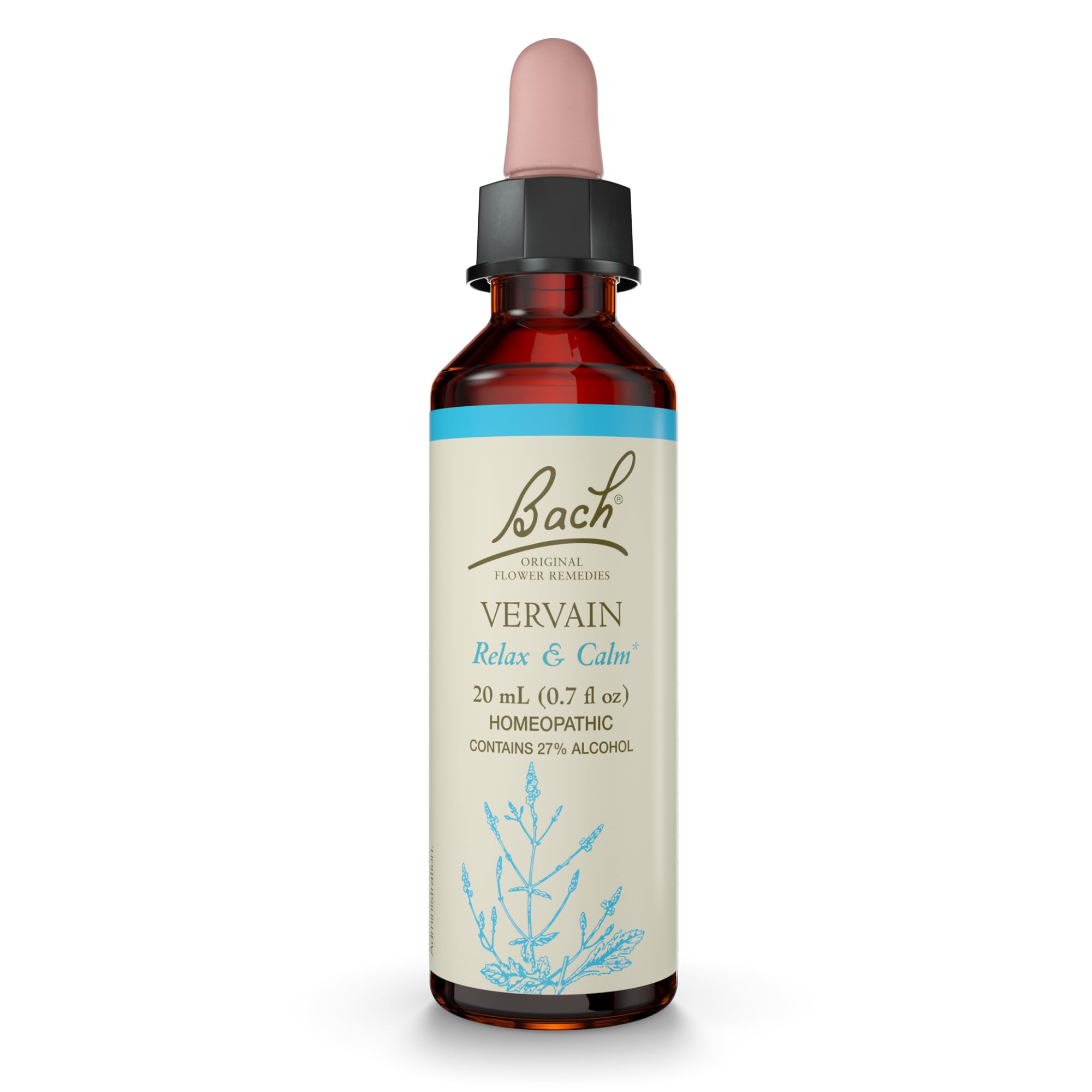 Bach Original Vervain bottle pour promotes calm focus and balance.