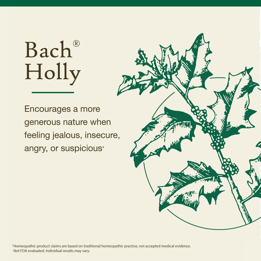 Close-up of the Bach Original Holly remedy label.