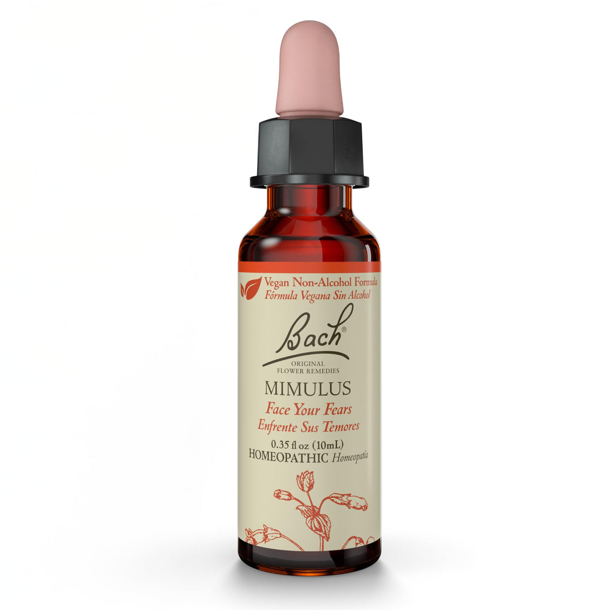 Bach Original Mimulus non-alcohol bottle supports facing fears with a gentle floral remedy