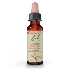 Bach Original Mimulus non-alcohol bottle supports facing fears with a gentle floral remedy