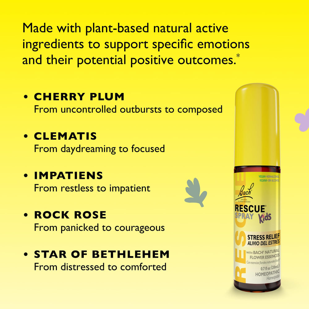 Bach RESCUE Kids Spray spray nozzle shows a gentle mist for children.