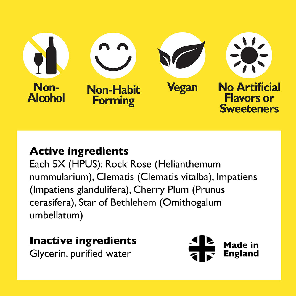 Bach Rescue Remedy Kids flowers tincture; plant-based calm support.