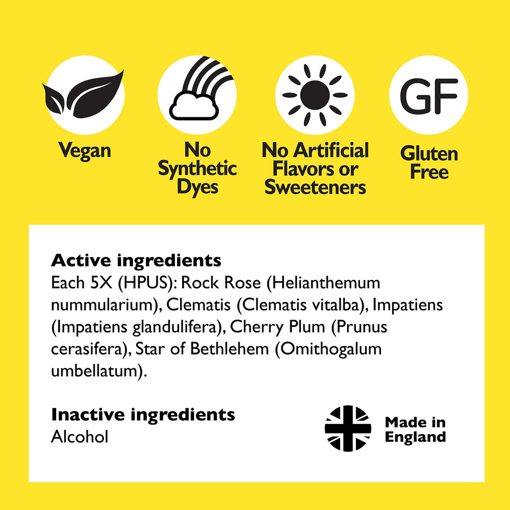 Bach Rescue Remedy spray bottle closeup highlights natural flower blend.
